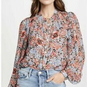 Veronica Beard size 6 silk long sleeve floral top.